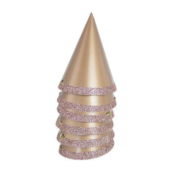 ROSE GOLD PARTY HATS 6PC